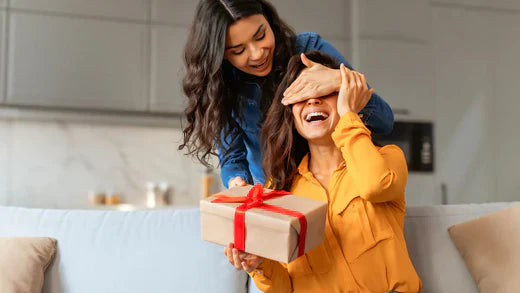 a woman gifting mad honey