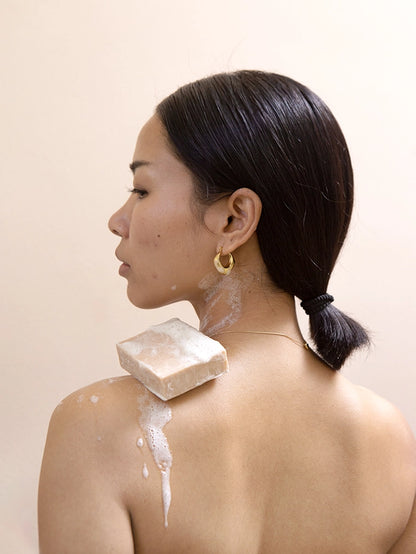 Woman using mad honey soap