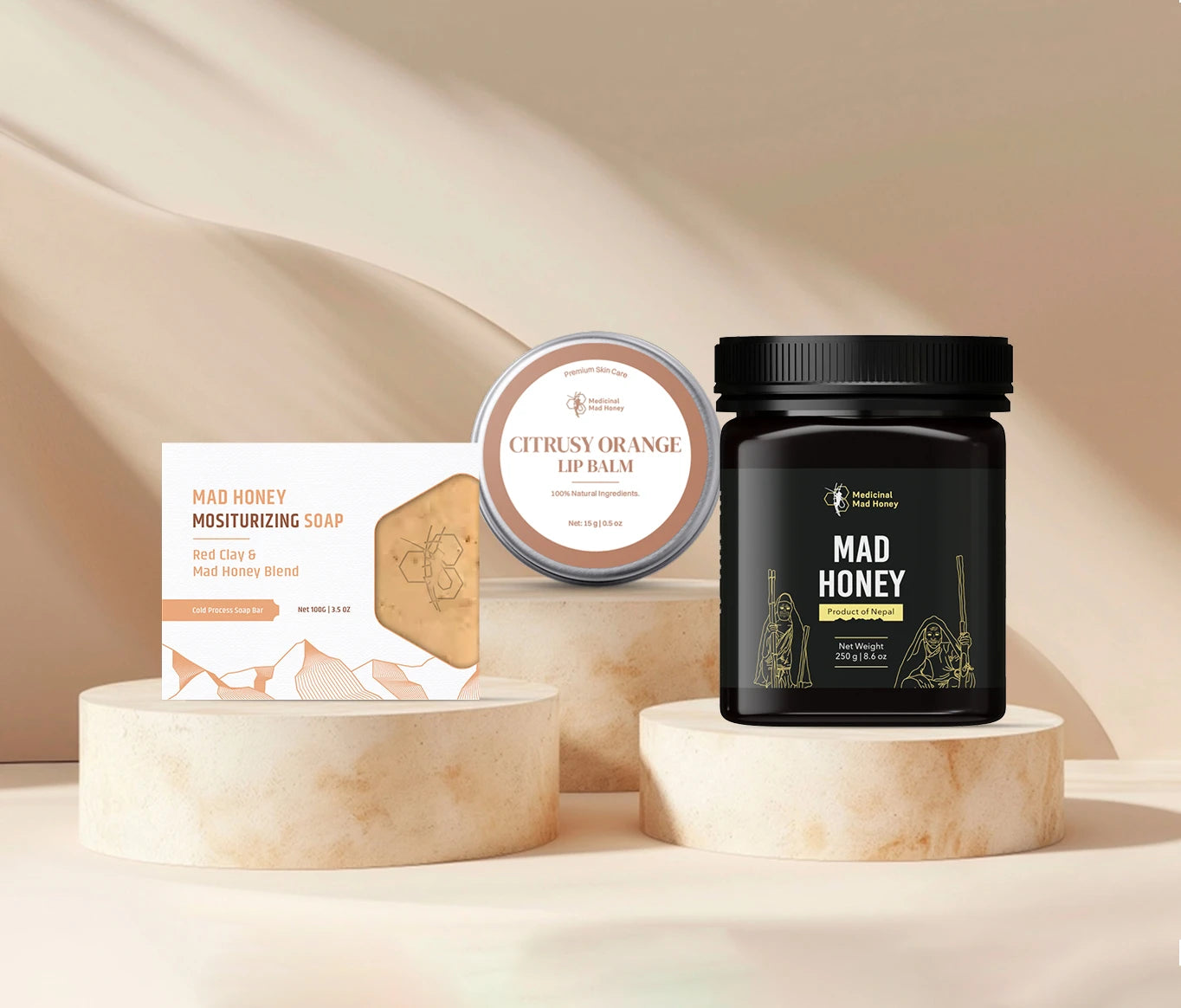 Three products of medicinal mad honey.